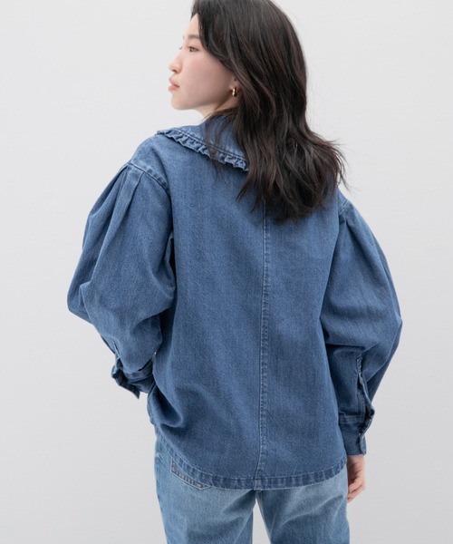 LOWRYS FARM(ローリーズファーム)の「BIGカラーデニムジャケシャツ 214822(シャツ/ブラウス・レディース・ブラック/ブルー・FREE)」の16枚目の写真