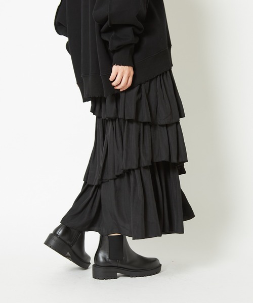 CIAOPANIC（チャオパニック）の「スラッシュティアードスカート（スカート・レディース・ブラック/ブラウン/イエロー・FREE）」の4枚目の写真