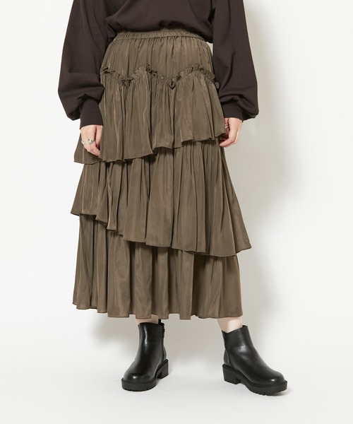 CIAOPANIC（チャオパニック）の「スラッシュティアードスカート（スカート・レディース・ブラック/ブラウン/イエロー・FREE）」の9枚目の写真