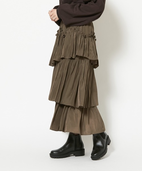 CIAOPANIC（チャオパニック）の「スラッシュティアードスカート（スカート・レディース・ブラック/ブラウン/イエロー・FREE）」の16枚目の写真