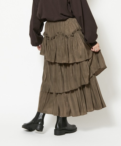 CIAOPANIC（チャオパニック）の「スラッシュティアードスカート（スカート・レディース・ブラック/ブラウン/イエロー・FREE）」の13枚目の写真