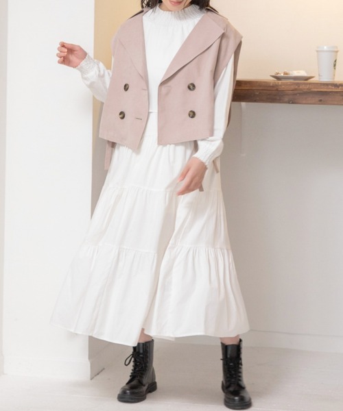 Mysa&Liina（ミーサリーナ）の「トレンチ×ジレベスト　2WAYライトアウター（トレンチコート・レディース・ブラウン/アイボリー/グレイッシュベージュ・M）」の18枚目の写真