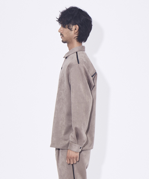 5351 POUR LES HOMMES（ゴーサンゴーイチプールオム）の「【セットアップ対応】PEスエード シャツ ジャケット（シャツ/ブラウス・メンズ・ベージュ/ブラック・44/46/48/50）」の4枚目の写真
