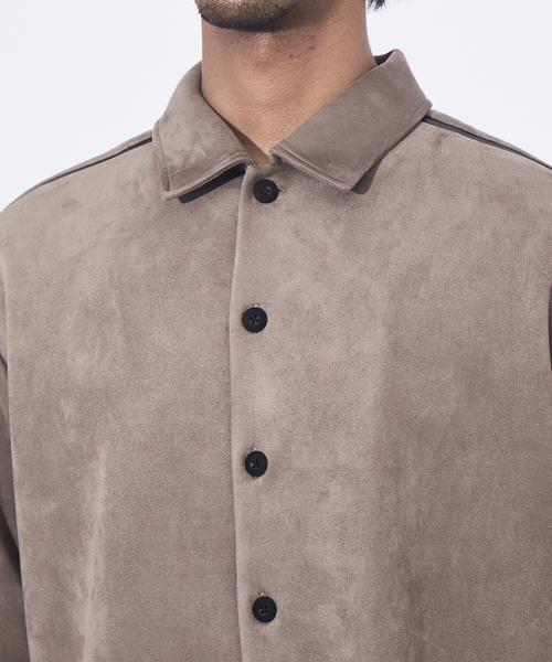 5351 POUR LES HOMMES（ゴーサンゴーイチプールオム）の「【セットアップ対応】PEスエード シャツ ジャケット（シャツ/ブラウス・メンズ・ベージュ/ブラック・44/46/48/50）」の6枚目の写真