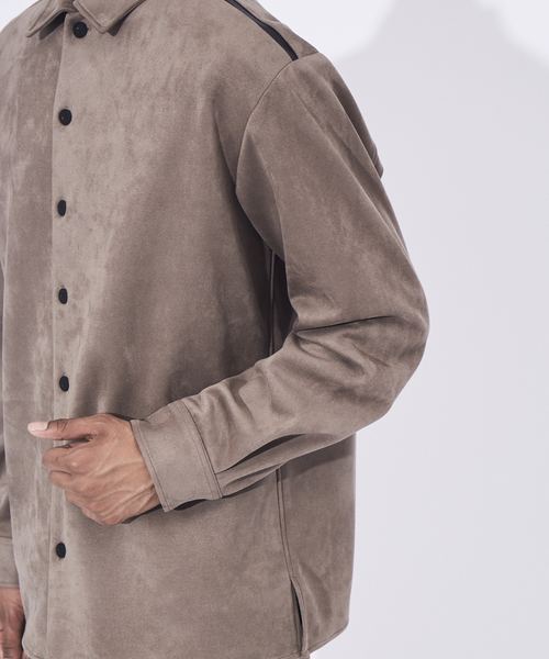 5351 POUR LES HOMMES（ゴーサンゴーイチプールオム）の「【セットアップ対応】PEスエード シャツ ジャケット（シャツ/ブラウス・メンズ・ベージュ/ブラック・44/46/48/50）」の7枚目の写真