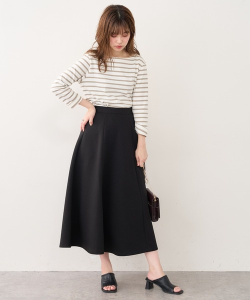 natural couture（ナチュラルクチュール）の「ふわもちラテAラインスカート（スカート・レディース・ブラック/アイボリー/グレイッシュベージュ/ピンクベージュ・FREE）」の8枚目の写真