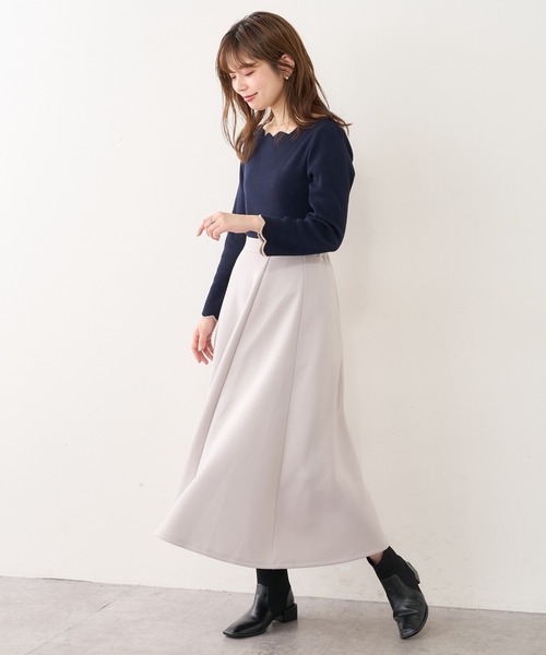 natural couture（ナチュラルクチュール）の「ふわもちラテAラインスカート（スカート・レディース・ブラック/アイボリー/グレイッシュベージュ/ピンクベージュ・FREE）」の20枚目の写真