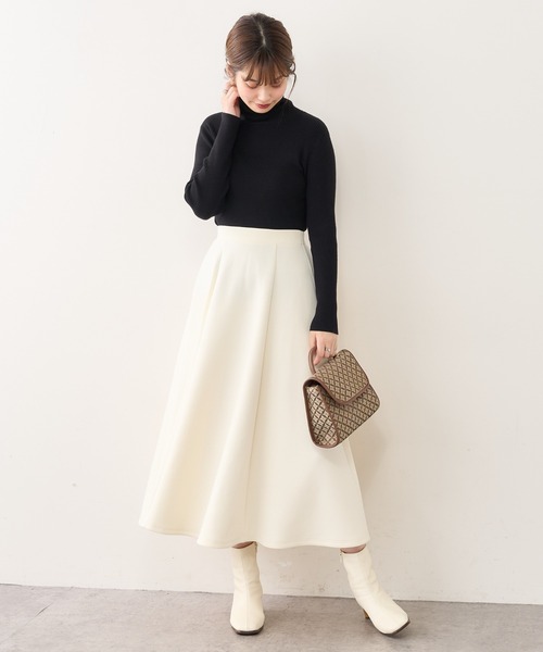 natural couture（ナチュラルクチュール）の「ふわもちラテAラインスカート（スカート・レディース・ブラック/アイボリー/グレイッシュベージュ/ピンクベージュ・FREE）」の18枚目の写真