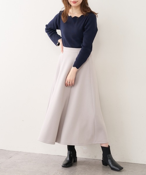 natural couture（ナチュラルクチュール）の「ふわもちラテAラインスカート（スカート・レディース・ブラック/アイボリー/グレイッシュベージュ/ピンクベージュ・FREE）」の10枚目の写真