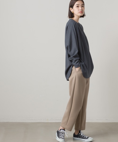 OMNES（オムネス）の「ウールタッチリブニットソーヘンリーネックプルオーバー（ニット/セーター・レディース・ベージュ/グレイッシュベージュ/チャコール・FREE）」の7枚目の写真