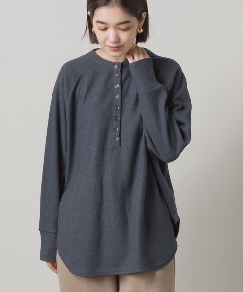 OMNES（オムネス）の「ウールタッチリブニットソーヘンリーネックプルオーバー（ニット/セーター・レディース・ベージュ/グレイッシュベージュ/チャコール・FREE）」の8枚目の写真