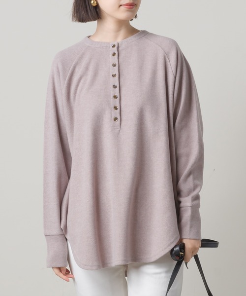 OMNES（オムネス）の「ウールタッチリブニットソーヘンリーネックプルオーバー（ニット/セーター・レディース・ベージュ/グレイッシュベージュ/チャコール・FREE）」の14枚目の写真