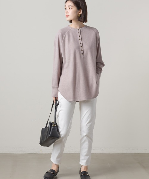 OMNES（オムネス）の「ウールタッチリブニットソーヘンリーネックプルオーバー（ニット/セーター・レディース・ベージュ/グレイッシュベージュ/チャコール・FREE）」の17枚目の写真