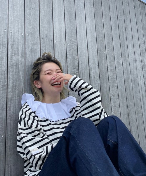 MANASTASH（マナスタッシュ）の「MANASTASH/マナスタッシュ 天竺ピエロカラーTEE（Tシャツ/カットソー・レディース・ブラック/ホワイト・FREE）」の5枚目の写真