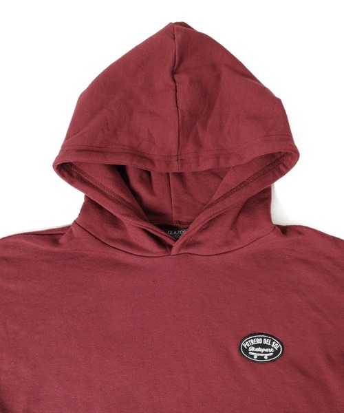 GLAZOS(グラソス)の「裏毛・ドロップショルダー刺繍ワッペンパーカー【セットアップ対応】(パーカー・キッズ・ブラック/エンジ/グレー・130cm/140cm/150cm/160cm/170cm)」の12枚目の写真