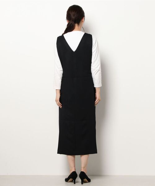 ROPE'（ロペ）の「【WEB限定】サイドベルトジャンパースカート（ジャンパースカート・レディース・ブラック/キャメル・38）」の4枚目の写真