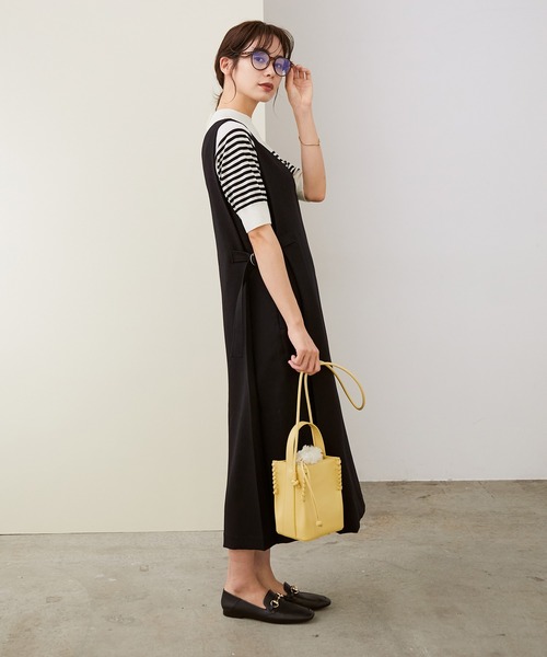 ROPE'（ロペ）の「【WEB限定】サイドベルトジャンパースカート（ジャンパースカート・レディース・ブラック/キャメル・38）」の6枚目の写真