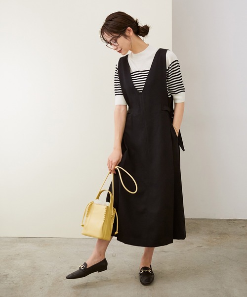 ROPE'（ロペ）の「【WEB限定】サイドベルトジャンパースカート（ジャンパースカート・レディース・ブラック/キャメル・38）」の5枚目の写真