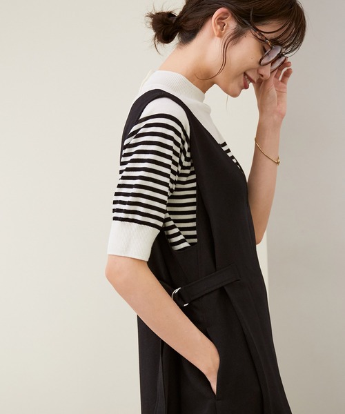 ROPE'（ロペ）の「【WEB限定】サイドベルトジャンパースカート（ジャンパースカート・レディース・ブラック/キャメル・38）」の9枚目の写真