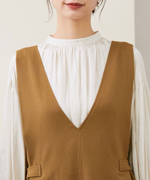 ROPE'（ロペ）の「【WEB限定】サイドベルトジャンパースカート（ジャンパースカート・レディース・ブラック/キャメル・38）」の12枚目の写真