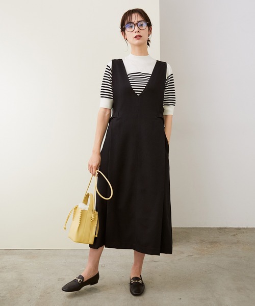 ROPE'（ロペ）の「【WEB限定】サイドベルトジャンパースカート（ジャンパースカート・レディース・ブラック/キャメル・38）」の21枚目の写真