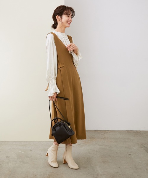 ROPE'（ロペ）の「【WEB限定】サイドベルトジャンパースカート（ジャンパースカート・レディース・ブラック/キャメル・38）」の22枚目の写真