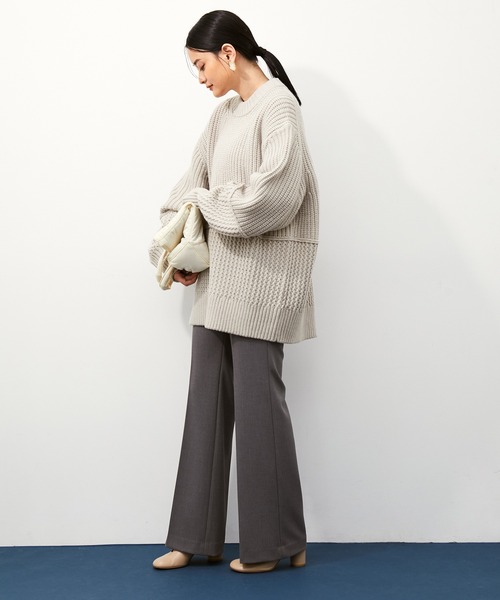 ADAM ET ROPE'(アダムエロペ)の「〈SHARE CLOSETシリーズ〉スイッチパターンニットプルオーバー(ニット/セーター・レディース・ライトグレー/ブラック・FREE)」の13枚目の写真