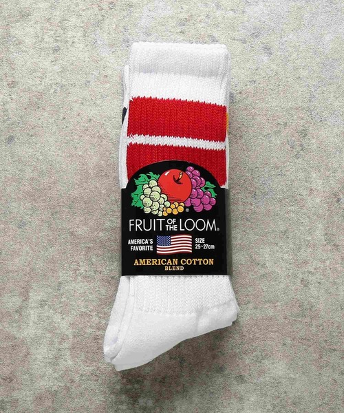 FRUIT OF THE LOOM（フルーツオブザルーム）の「FRUIT OF THE LOOM　クルー丈２ライン3Pソックス（ソックス/靴下・メンズ・マルチ・23cm～25cm/25cm～27cm）」の5枚目の写真