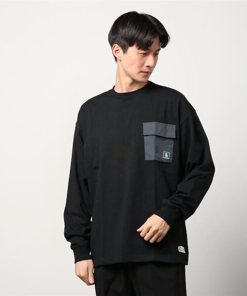 Woods(ウッズ)の「異素材ポケット バックプリント ロングスリーブTシャツ(Tシャツ/カットソー・メンズ・ホワイト/ブラック/グレー・XL/L/M)」の10枚目の写真