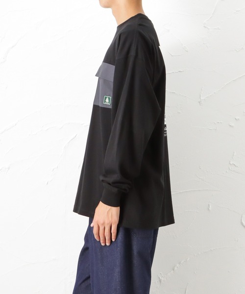 Woods(ウッズ)の「異素材ポケット バックプリント ロングスリーブTシャツ(Tシャツ/カットソー・メンズ・ホワイト/ブラック/グレー・XL/L/M)」の21枚目の写真