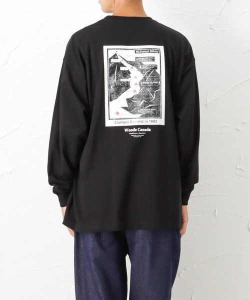 Woods(ウッズ)の「異素材ポケット バックプリント ロングスリーブTシャツ(Tシャツ/カットソー・メンズ・ホワイト/ブラック/グレー・XL/L/M)」の19枚目の写真