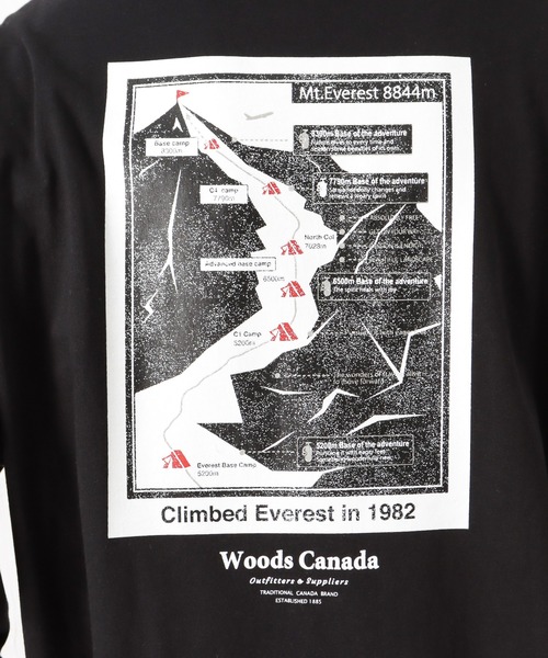 Woods(ウッズ)の「異素材ポケット バックプリント ロングスリーブTシャツ(Tシャツ/カットソー・メンズ・ホワイト/ブラック/グレー・XL/L/M)」の11枚目の写真