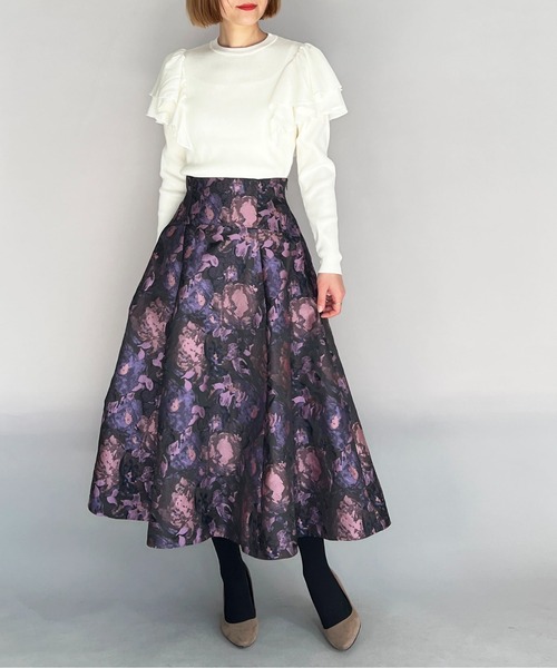 PICCIN(ピッチン)の「ラッフルウオッシャブルニット(ニット/セーター・レディース・ホワイト/ブラック/ピンクベージュ・M)」の8枚目の写真