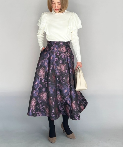 PICCIN(ピッチン)の「ラッフルウオッシャブルニット(ニット/セーター・レディース・ホワイト/ブラック/ピンクベージュ・M)」の11枚目の写真