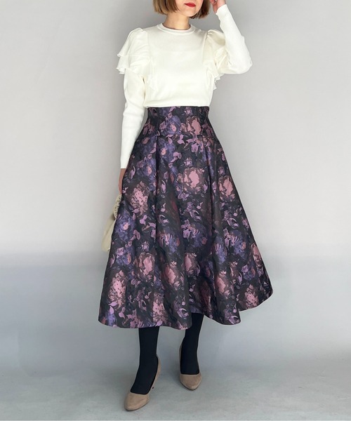 PICCIN(ピッチン)の「ラッフルウオッシャブルニット(ニット/セーター・レディース・ホワイト/ブラック/ピンクベージュ・M)」の12枚目の写真