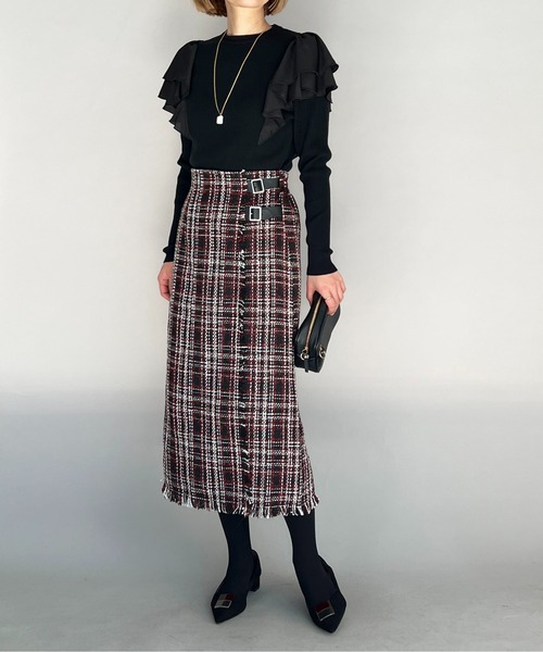 PICCIN(ピッチン)の「ラッフルウオッシャブルニット(ニット/セーター・レディース・ホワイト/ブラック/ピンクベージュ・M)」の21枚目の写真