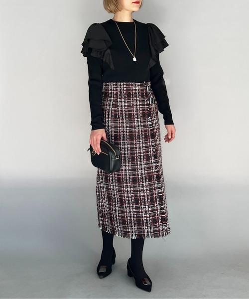 PICCIN(ピッチン)の「ラッフルウオッシャブルニット(ニット/セーター・レディース・ホワイト/ブラック/ピンクベージュ・M)」の17枚目の写真