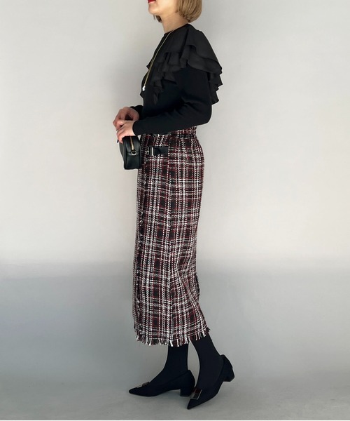 PICCIN(ピッチン)の「ラッフルウオッシャブルニット(ニット/セーター・レディース・ホワイト/ブラック/ピンクベージュ・M)」の18枚目の写真