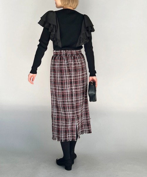PICCIN(ピッチン)の「ラッフルウオッシャブルニット(ニット/セーター・レディース・ホワイト/ブラック/ピンクベージュ・M)」の19枚目の写真