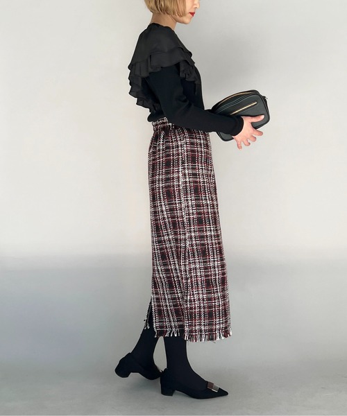 PICCIN(ピッチン)の「ラッフルウオッシャブルニット(ニット/セーター・レディース・ホワイト/ブラック/ピンクベージュ・M)」の20枚目の写真