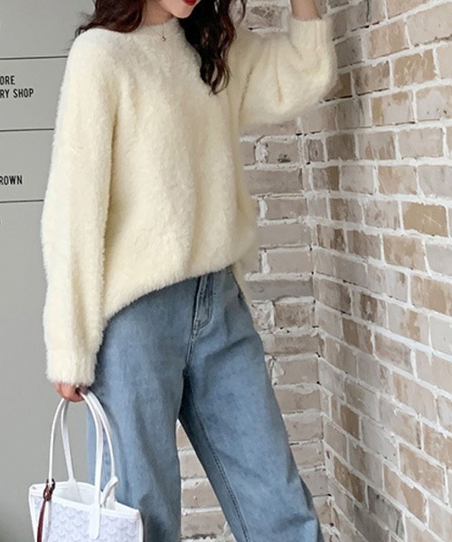 meJane(ミージェーン)の「ビッグシルエットモヘアライクニットプルオーバー【ZOZOTOWN限定】(ニット/セーター・レディース・オフホワイト/パープル/グリーン/オレンジ・FREE)」の6枚目の写真