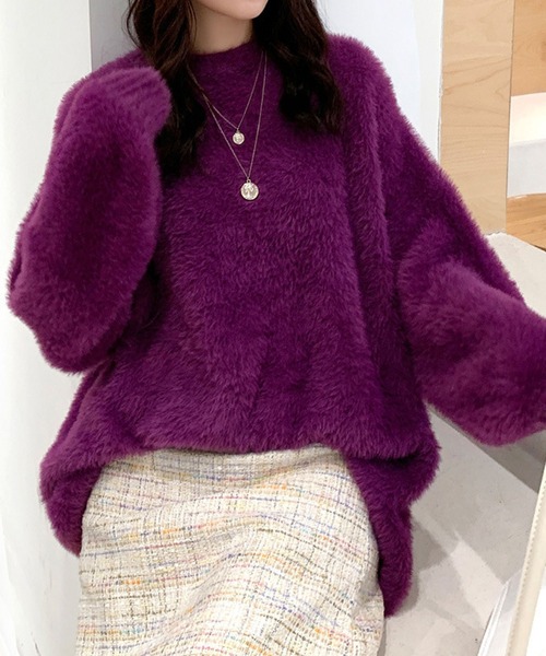 meJane(ミージェーン)の「ビッグシルエットモヘアライクニットプルオーバー【ZOZOTOWN限定】(ニット/セーター・レディース・オフホワイト/パープル/グリーン/オレンジ・FREE)」の10枚目の写真