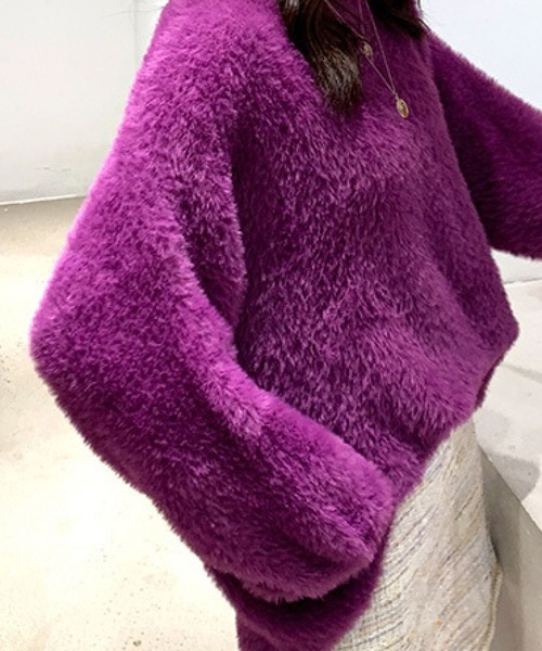 meJane(ミージェーン)の「ビッグシルエットモヘアライクニットプルオーバー【ZOZOTOWN限定】(ニット/セーター・レディース・オフホワイト/パープル/グリーン/オレンジ・FREE)」の12枚目の写真