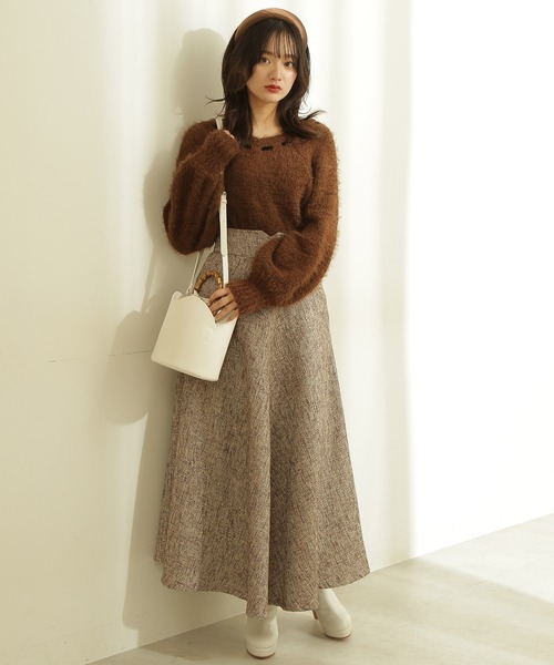 FREE'S MART（フリーズマート）の「【Sシリーズ対応】◆ミックスツィードフレアスカート（スカート・レディース・ブラック/ブラウン・SMALL/MEDIUM）」の7枚目の写真