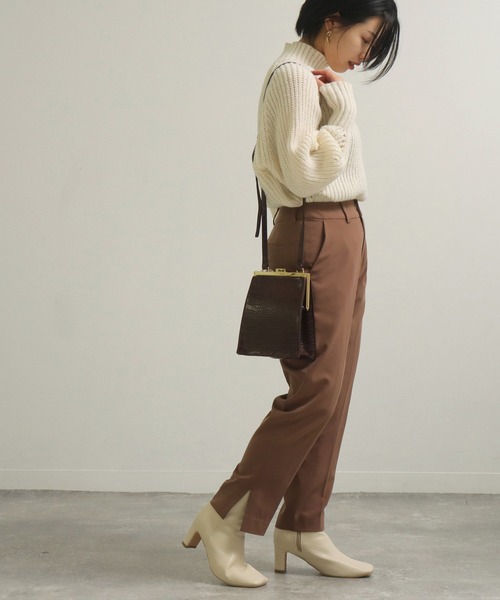 AULI（アウリィ）の「【低身長向けサイズ】PJサイドスリットアンクルテーパードパンツ（その他パンツ・レディース・ブラック/カーキ/モカ・S/XS/XXS）」の5枚目の写真