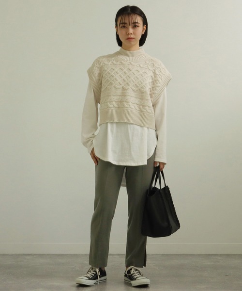 AULI（アウリィ）の「【低身長向けサイズ】PJサイドスリットアンクルテーパードパンツ（その他パンツ・レディース・ブラック/カーキ/モカ・S/XS/XXS）」の11枚目の写真