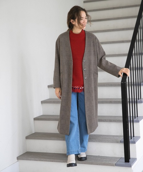 niko and...（ニコアンド）の「ウール混フリンジベスト（ベスト・レディース・ブラウン/レッド/ライトグレー・FREE）」の5枚目の写真