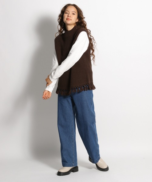 niko and...（ニコアンド）の「ウール混フリンジベスト（ベスト・レディース・ブラウン/レッド/ライトグレー・FREE）」の6枚目の写真