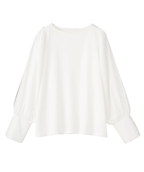 RANAN（ラナン）の「ボリューム袖異素材プルオーバー（Tシャツ/カットソー・レディース・オフホワイト/ブラック・L/M/LL）」の6枚目の写真