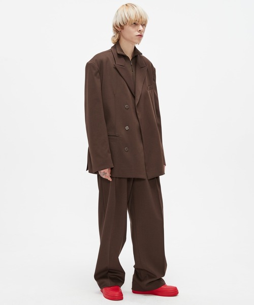ADD SEOUL（エーディーディーソウル）の「【ADD SEOUL】HIDDEN BUTTON BLAZER / オーバーサイズ ダブルブレスト テーラードジャケット / セットアップ対応（テーラードジャケット・メンズ・ブラック/ダークブラウン・MEDIUM/LARGE）」の17枚目の写真